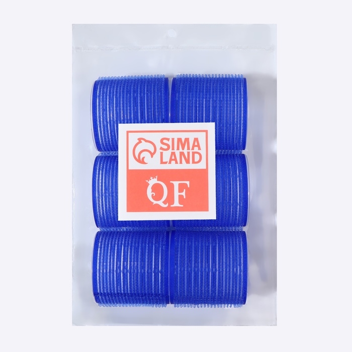 Бигуди «Липучка», d = 6,5 см, 6 см, 6 шт, цвет синий