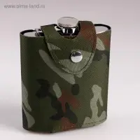 Фляжка Мастер К &laquo;Майор&raquo;, 210 мл, в чехле, подарочная, армейская, 7 oz, нержавеющая сталь, зелёная