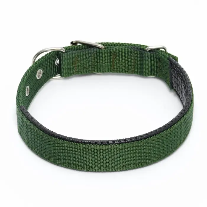 Ошейник &laquo;Комфорт&raquo; комбинированный (полиэстер, искусственная кожа), 55&times;2.5 см, ОШ 40-50 см, зелёный