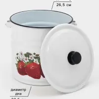 Ведро эмалированное, 12 л, с крышкой и ручкой, белое