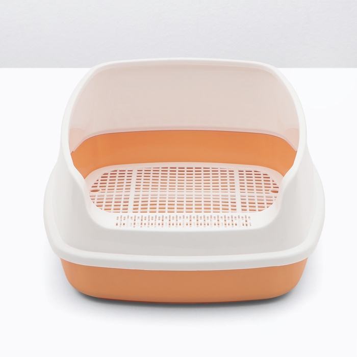 Туалет «Айша» S с высоким бортом и сеткой,  45 х 35 х 18,5 см, оранжевый Туалет «Айша» S с высоким бортом и сеткой,  45 х 35 х 18,5 см, оранжевый