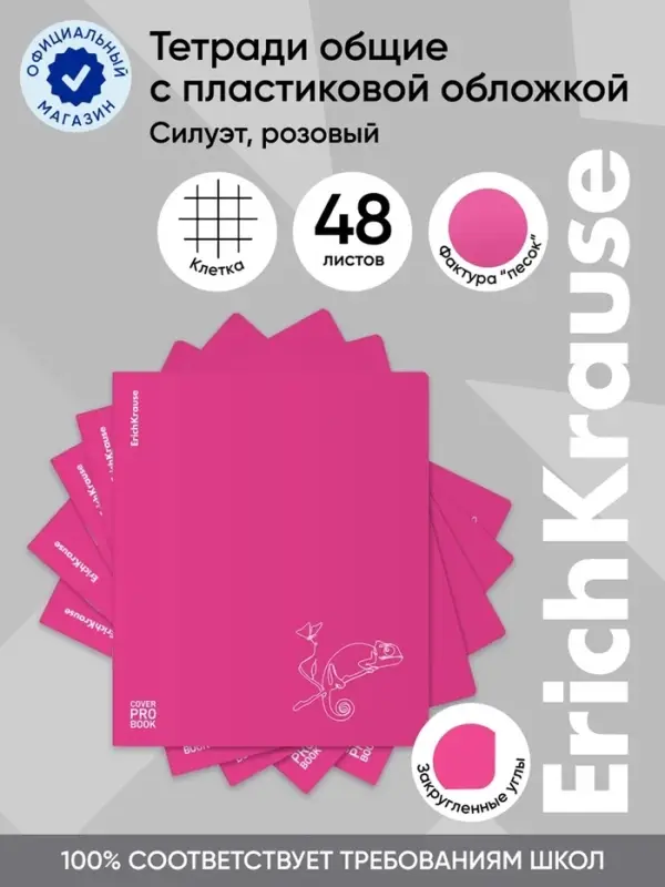 Тетрадь 48 листов в клетку ErichKrause Silhouette, 60 г/м&sup2;, обложка мелованный картон, МИКС