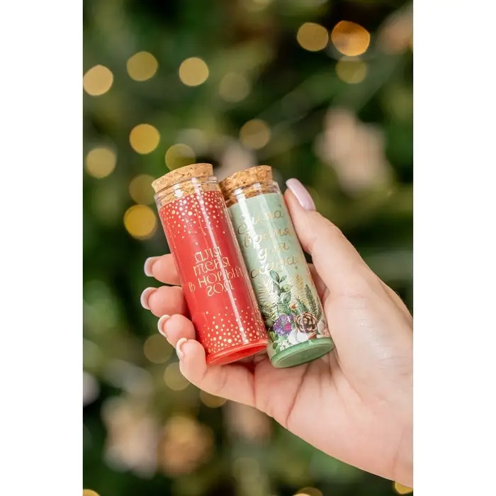 Свеча новогодняя, набор 2 шт., аромат мята и ваниль, 3&times;3&times;8 см