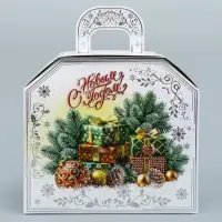 Коробка подарочная новогодняя «Ларец белый» 17×12×13 см