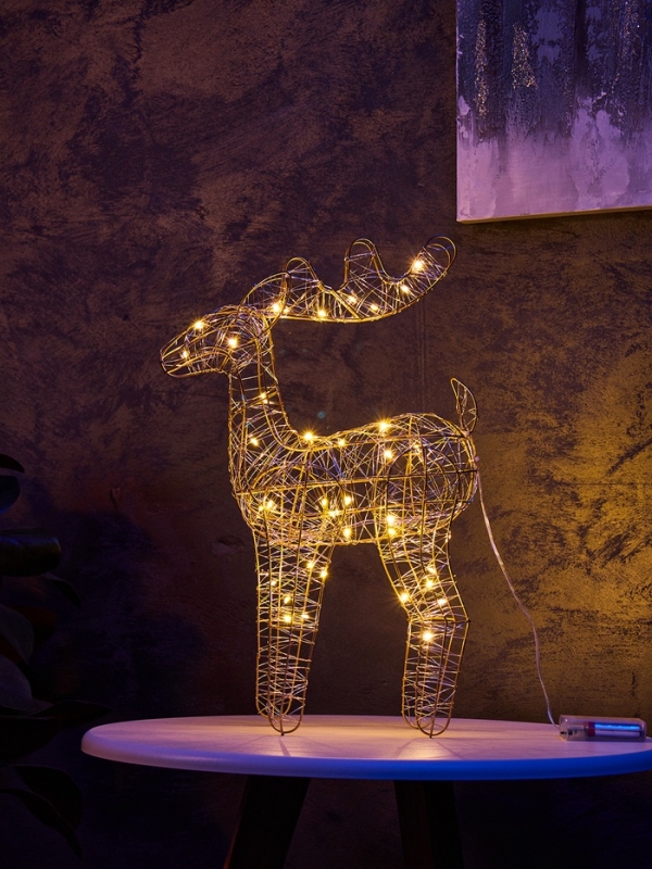 Фигура световая Фигура световая "Олененок", 49х27х9 см, 30 LED, батарейки ААх3 (не в компл.), свечение тёплое белое