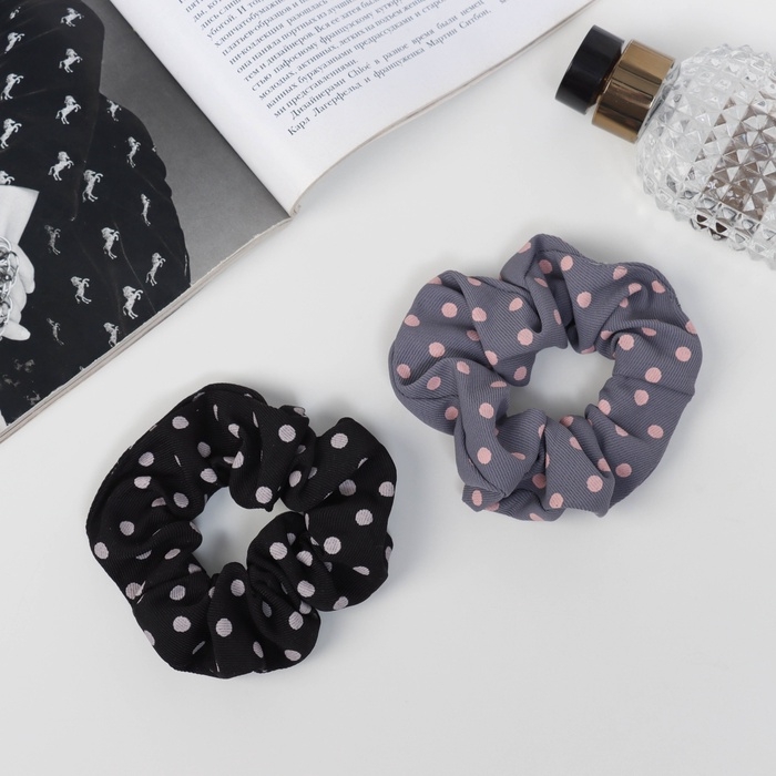 Резинка для волос Резинка для волос "Орбита" (набор 2 шт) Ариадна горох колор, 10 см, чёрный серый