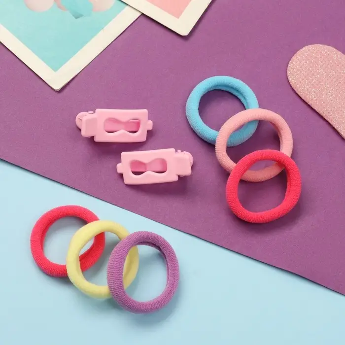 Набор для волос Набор для волос "Карамель" (10 резинок 3 см, 2 зажима 3 см) бесконечность, розовый