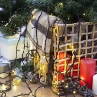 Гирлянда &laquo;Нить&raquo; 20 м, IP20, тёмная нить, 200 LED, свечение тёплое белое, 8 режимов, 220 В