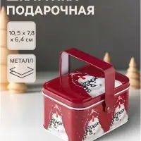 Шкатулка для украшений, подарков &laquo;Снеговик со снежинкой&raquo;, с ручкой, металл прямоугольная, 10.5&times;7.8&times;6.4 см
