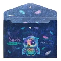 Папка-конверт А5, на кнопке, 240 х 180мм, 180мкм, deVENTE Happy Owl, фактура