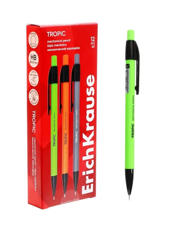 Карандаш механический ErichKrause. Tropic, толщина грифеля 0.5 мм, НВ, МИКС