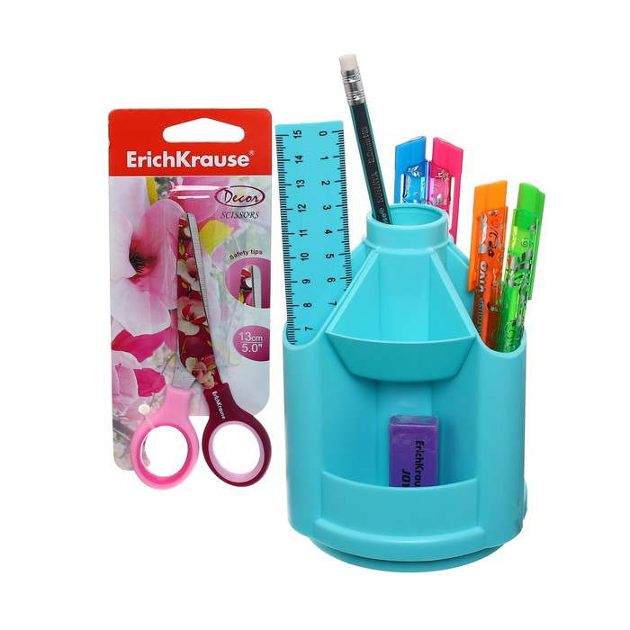 Набор настольный на вращающейся подставке 5 предметов, ErichKrause Mini Desk, Pastel Mint, пластиковый, мятный Набор настольный на вращающейся подставке 5 предметов, ErichKrause Mini Desk, Pastel Mint, пластиковый, мятный