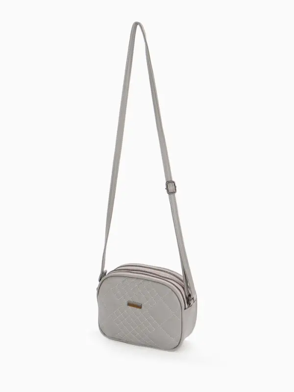 Сумка женская кросс-боди на молнии, 19&times;7&times;15 см, в клетку, серая
