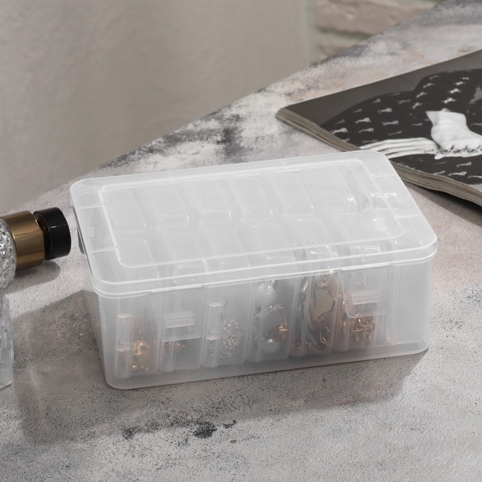 Органайзер для украшений антиокислительный на 14 ячеек, 16.5×12×6 см, цвет прозрачный Органайзер для украшений антиокислительный на 14 ячеек, 16.5×12×6 см, цвет прозрачный