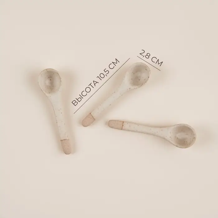 Набор чайных ложек SL Home &laquo;Виенто&raquo;, 10.5&times;2.8 см, 3 шт., керамика, бежевый