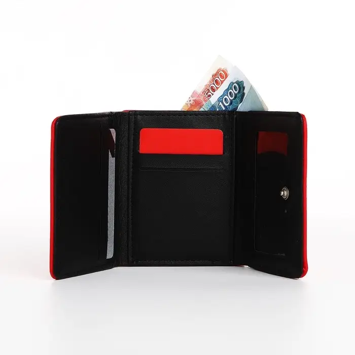 Кошелёк женский на кнопке, цвет красный