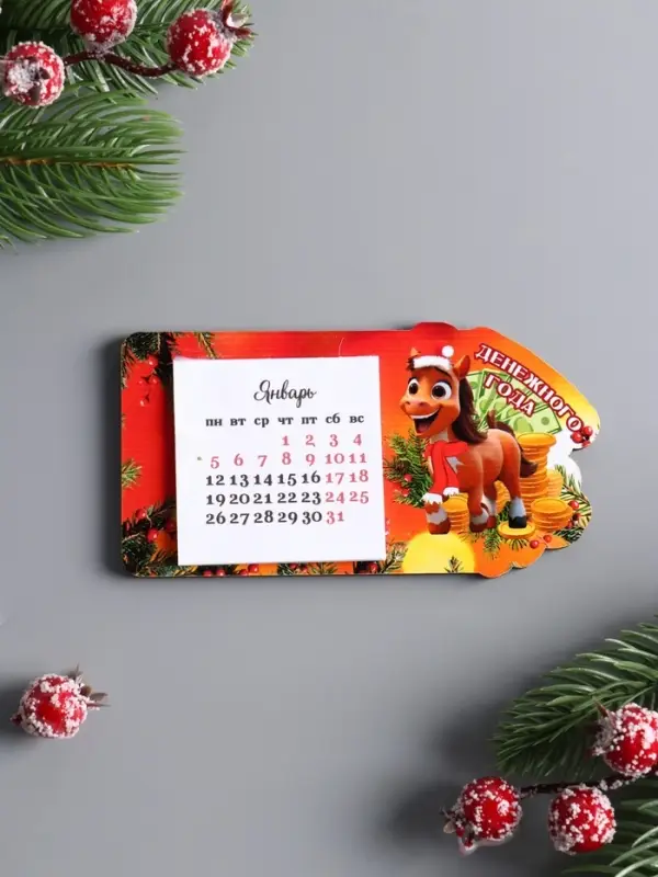 Набор новогодних магнитов с календарём «Новый год 2026», 4 шт., размер магнита 6×11 см