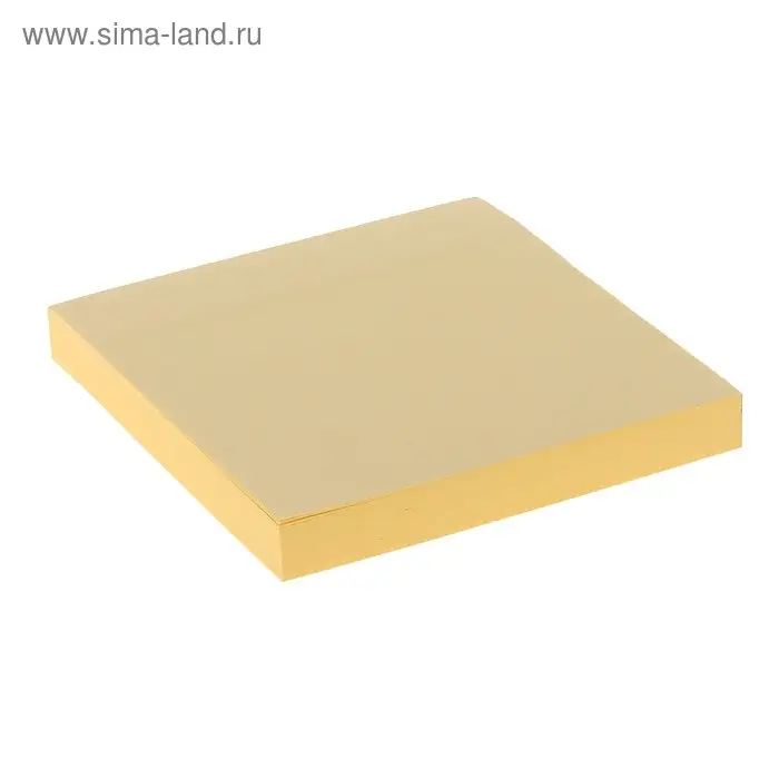 Блок с липким краем, 76&times;76 мм, 100 листов, пастель, цвет жёлтый