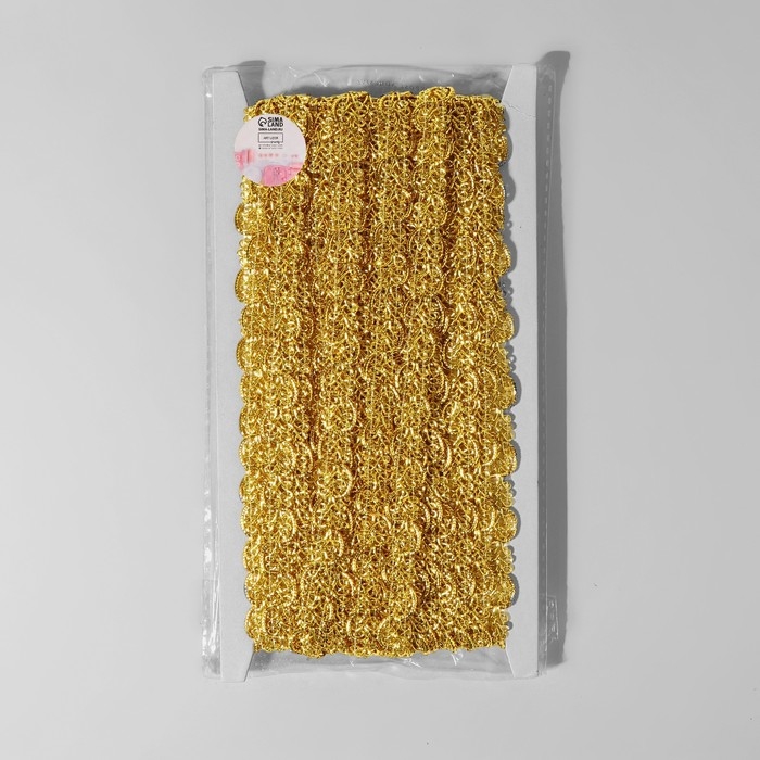 Тесьма декоративная, 12 мм, 10 ± 1 м, цвет золотой Тесьма декоративная, 12 мм, 10 ± 1 м, цвет золотой