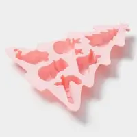 Форма для выпечки новогодняя Доляна &laquo;Новогоднее настроение&raquo;, силикон, 23&times;19&times;2.5 см, 6 ячеек, розовая