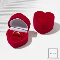 Футляр под серьги, кольцо &laquo;Сердце&raquo;, бархатный, 5.2&times;4.6 см, бордовый