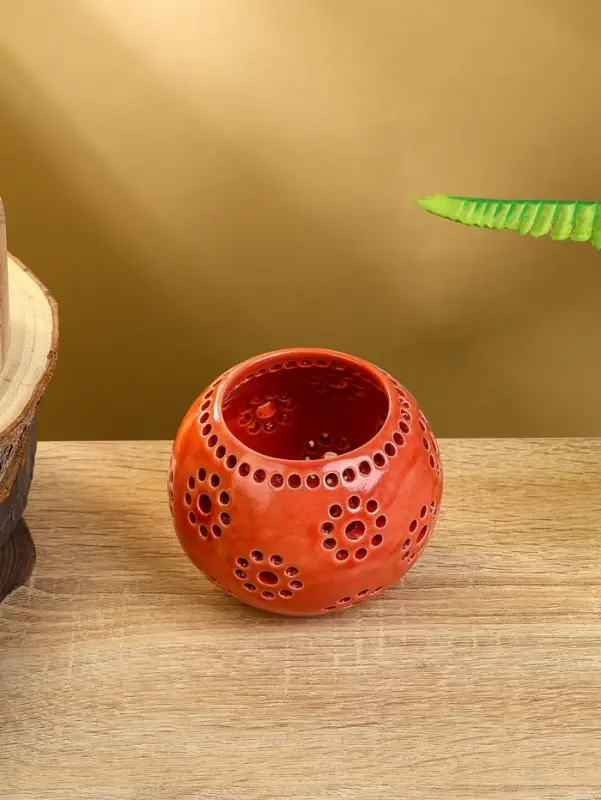 Аромалампа «Шар», 9×9×7 см, керамика, красная