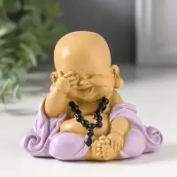 Сувенир полистоун "Маленький хотей в сиреневом одеянии - не вижу" 6,7х9,5х8 см