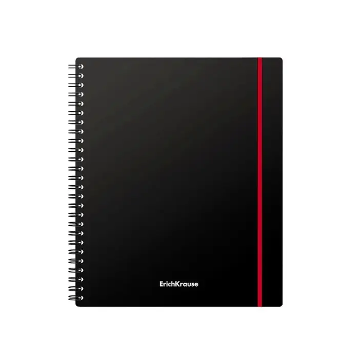 Тетрадь на спирали ErichKrause. Accent А5, 80 листов, в клетку, пластиковая обложка, на резинке, блок офсет, МИКС