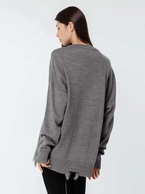 Джемпер оверсайз унисекс Grunge, серый, размер S/M