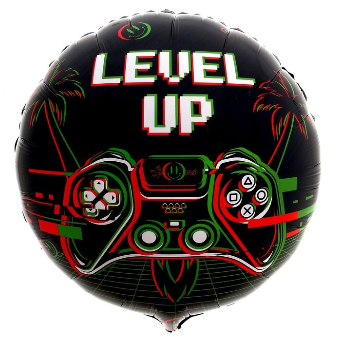 Воздушный шар фольгированный 18 Воздушный шар фольгированный 18" «Левел ап» круг