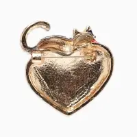 Брошь &laquo;Кот мартовский&raquo;, красно-чёрная в золоте