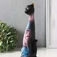 Фигура керамика &laquo;Кошка Итальянка&raquo;, бабочки, 21 см, чёрный