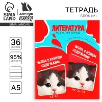 Тетрадь в линейку, предметная, 36 л.,на скрепке, блок №1«Мемы. Литература»