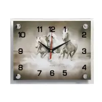 Часы настенные, интерьерные &laquo;Тройка лошадей&raquo;, бесшумные, 20&times;26 см