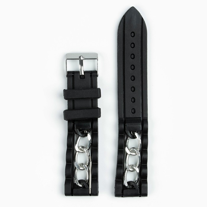 Ремешок для часов, 20 мм, силикон, l-20 см, черный Ремешок для часов, 20 мм, силикон, l-20 см, черный