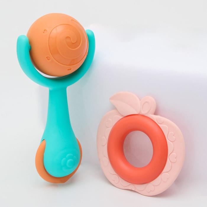 Набор погремушек с прорезывателем «Овощной микс», 2 шт Набор погремушек с прорезывателем «Овощной микс», 2 шт