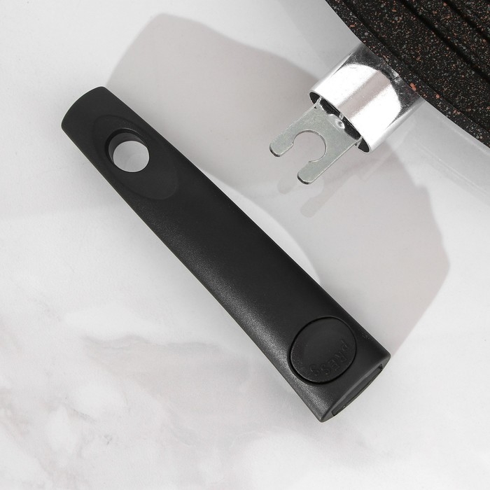 Сковорода-гриль квадратная Granit ultra, 28&times;28 см, съёмная ручка, стеклянная крышка, антипригарное покрытие, цвет чёрный