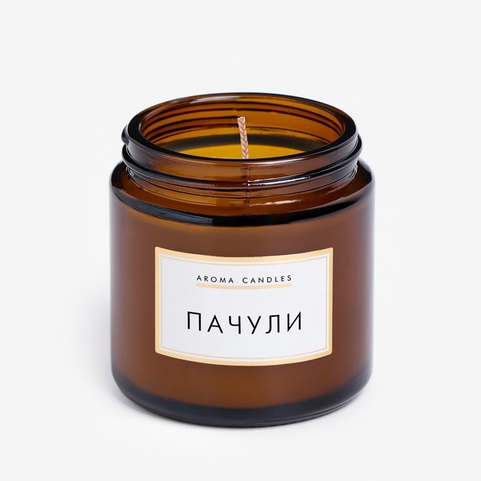 Свеча в банке ароматическая  Свеча в банке ароматическая "Пачули", 6,2х6,2х6,5 см, 9 часов