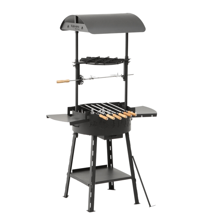 Мангал с вертелом, шампурами (6 шт), сталь 2 мм, 105х57х175 см Мангал с вертелом, шампурами (6 шт), сталь 2 мм, 105х57х175 см