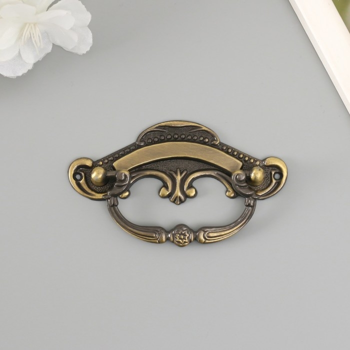 Ручка для шкатулки металл Ручка для шкатулки металл "Узоры" бронза 9х4 см