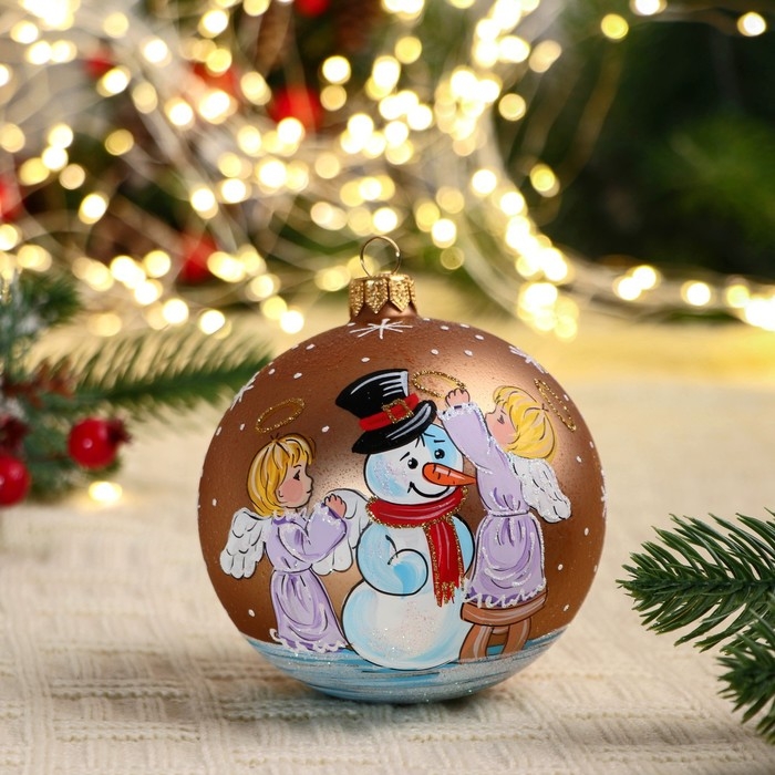 Ёлочный шар d-10 см Ёлочный шар d-10 см "Снеговик с ангелочками"