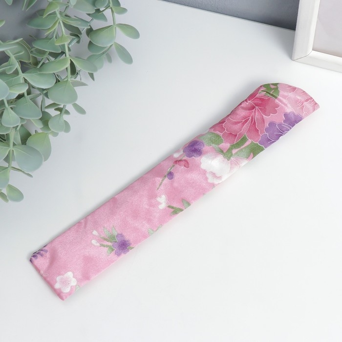 Веер бамбук, текстиль h=21 см Веер бамбук, текстиль h=21 см "Цветы" с чехлом, розовый