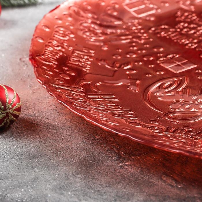 Тарелка подстановочная «Новый Год», d=35 см, цвет красный Тарелка подстановочная «Новый Год», d=35 см, цвет красный