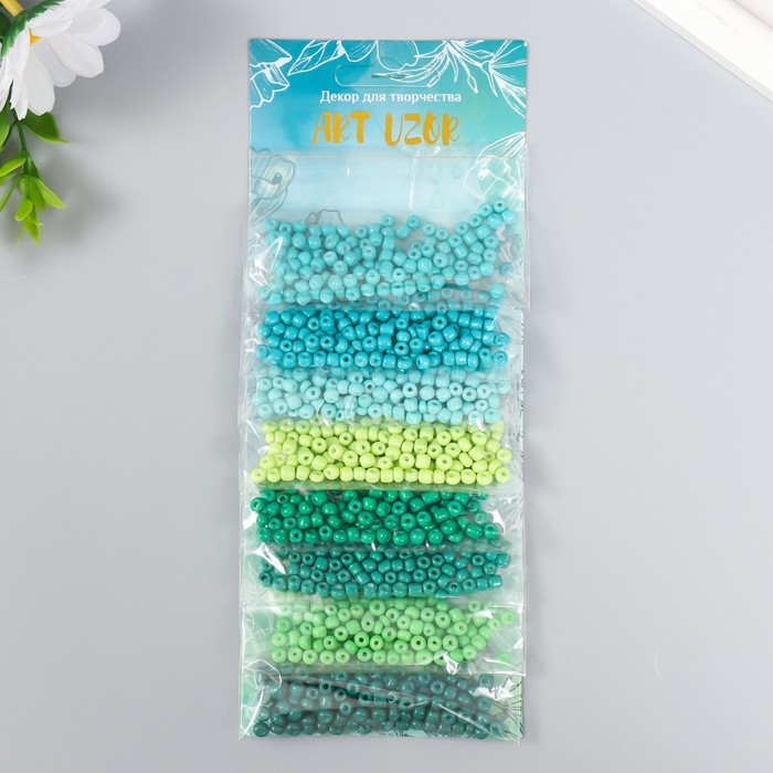 Бисер круглый 6/0  Бисер круглый 6/0 "Оттенки моря" 8 цветов х 10 гр 20х8 см