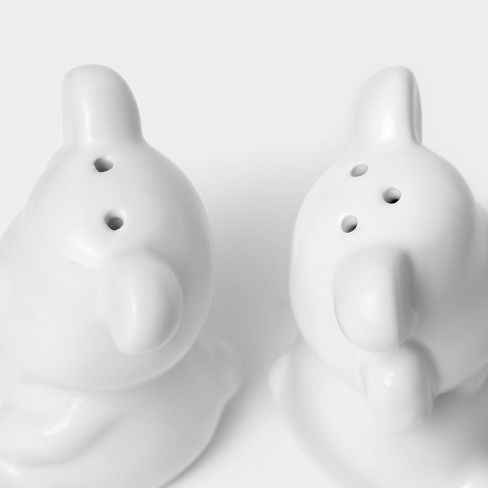 Набор для специй Доляна «Стильный мишка», 2 предмета: солонка 30 мл, перечница 30 мл, цвет белый Набор для специй Доляна «Стильный мишка», 2 предмета: солонка 30 мл, перечница 30 мл, цвет белый