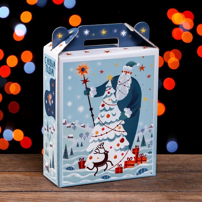 Подарочная коробка Подарочная коробка "Фантазия" в зеленом 16,8 х 7 х 25 см. Новый год