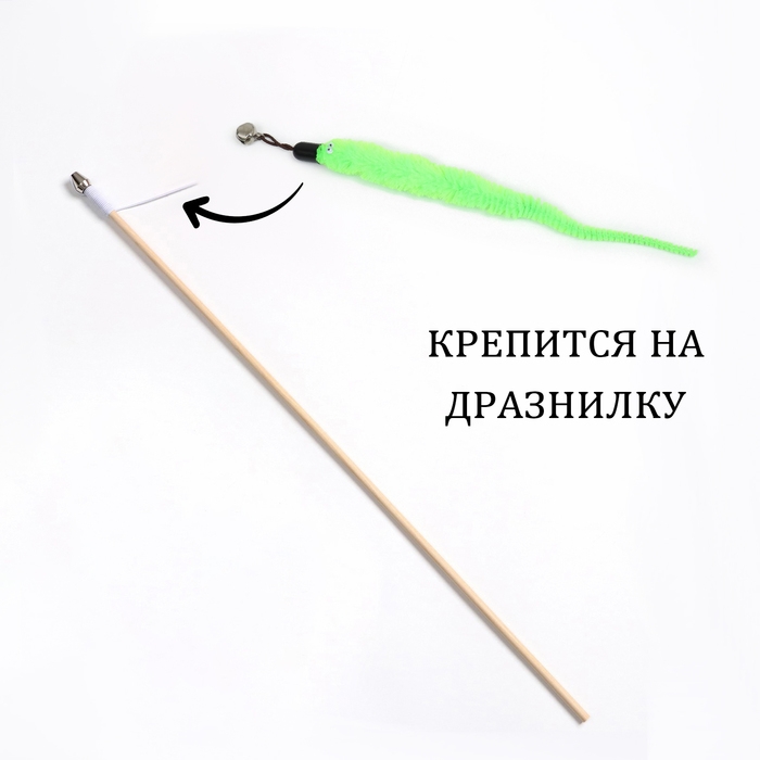 Игрушка-дразнилка для кошек  Игрушка-дразнилка для кошек "Змейка", с бубенчиком, зелёная