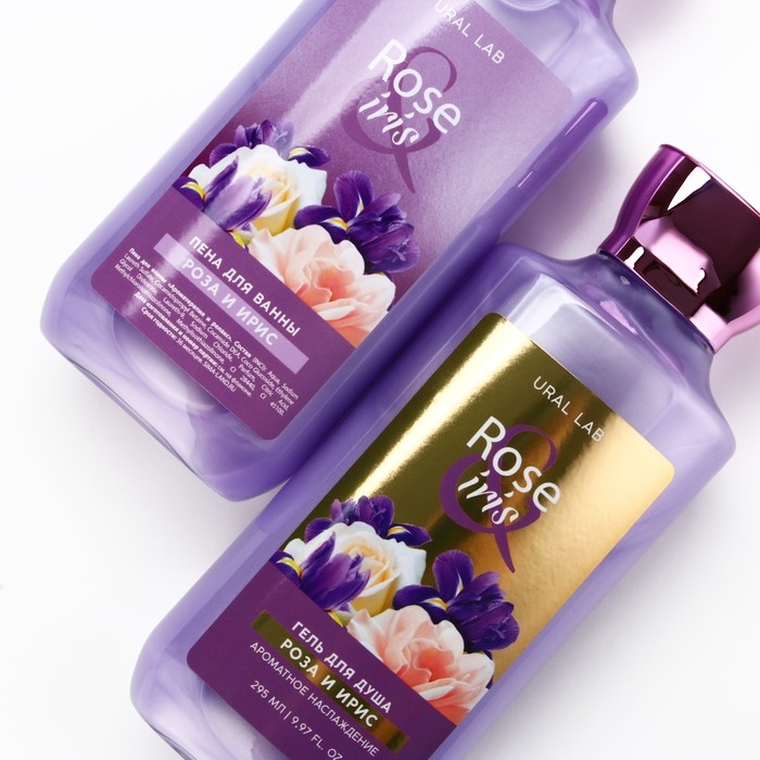 Подарочный набор косметики Rose iris, гель для душа и пена для ванны 2 х 295 мл, FLORAL & BEAUTY by URAL LAB Подарочный набор косметики Rose iris, гель для душа и пена для ванны 2 х 295 мл, FLORAL & BEAUTY by URAL LAB