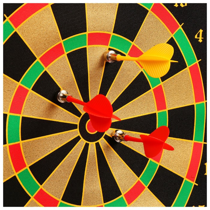 Дартс ONLYTOP, магнитное полотно диаметром 38 см, 6 дротиков Дартс ONLYTOP, магнитное полотно диаметром 38 см, 6 дротиков