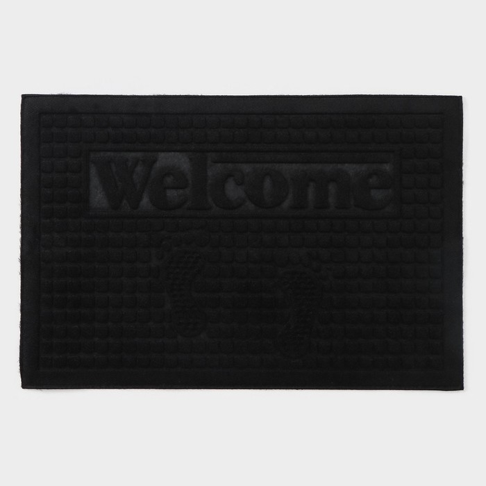 Коврик влаговпитывающий придверный без окантовки Доляна &laquo;Следочки Welcome&raquo;, 40&times;60 см, цвет МИКС
